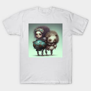 [AI Art] Cute Robot Girl with Hedgehog T-Shirt